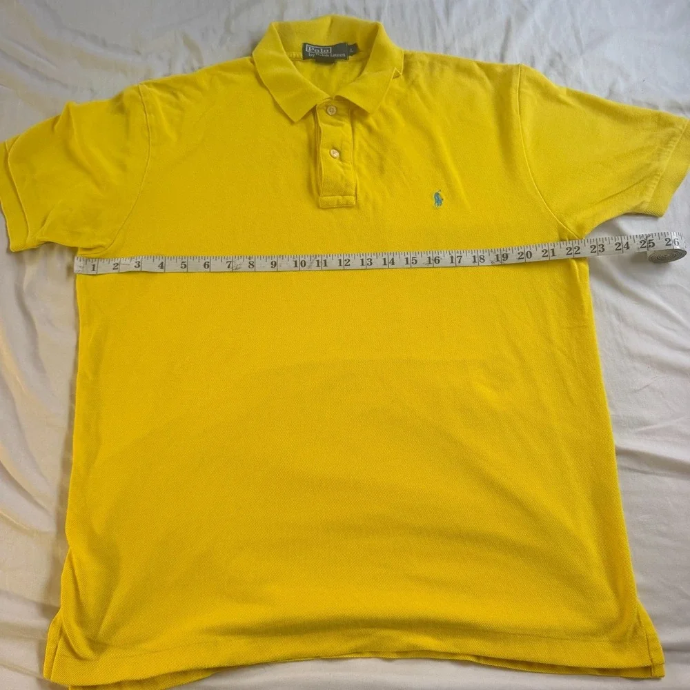 Polo Ralph Lauren Vintage Polo Shirt Men's Large Yellow Classic Fit Blue Pony